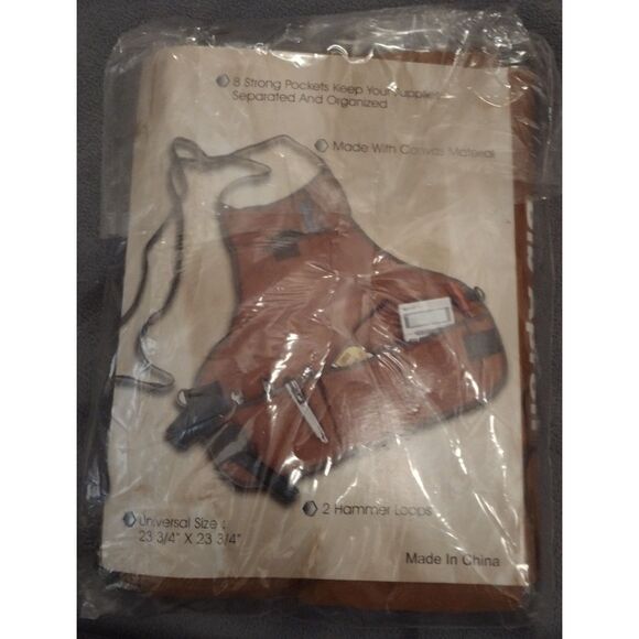 Bib Apron for Tools/Crafting Canvas 8 Pockets 2 Hammer Loops - Picture 2 of 4